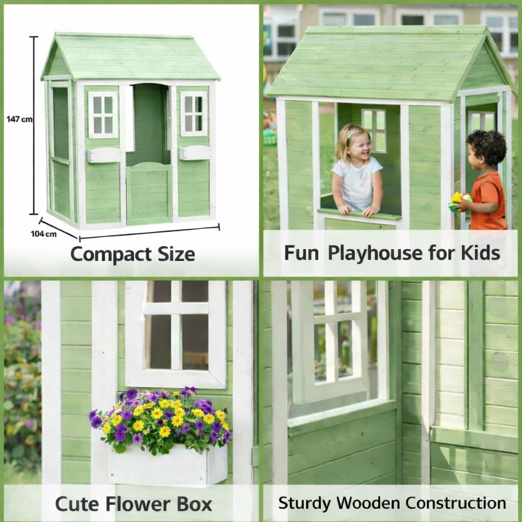 Детска Дървена Къщичка за Игра на Открито GINGER HOME – Градинска Къща за Деца
