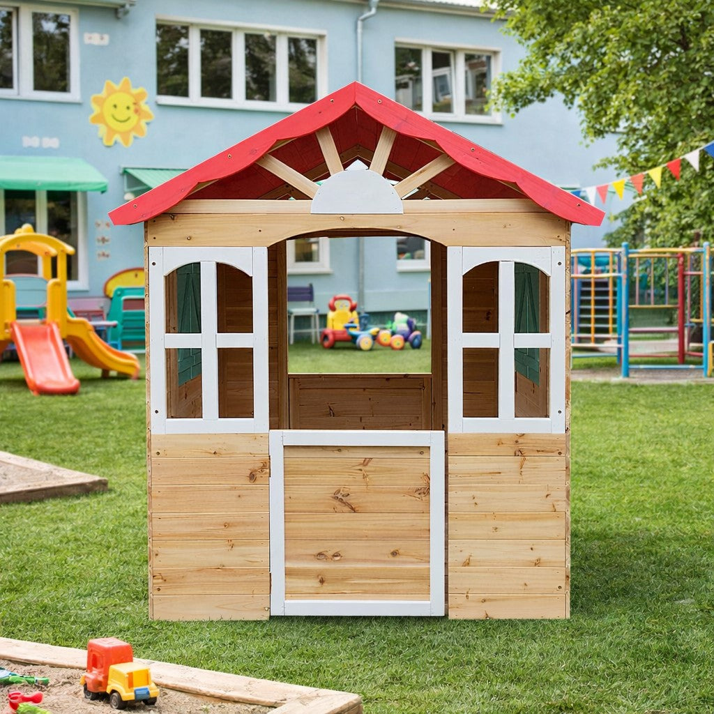 Детска дървена къщичка за игра на открито GINGER HOME – за двор и градина