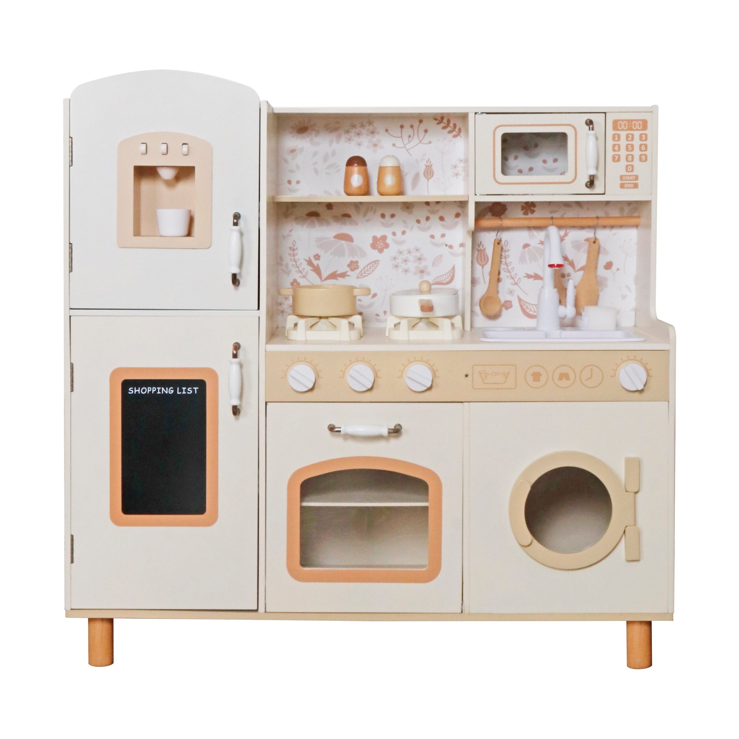 Детска Дървена Кухня GINGER HOME – Винтидж Модел с Електронни Котлони