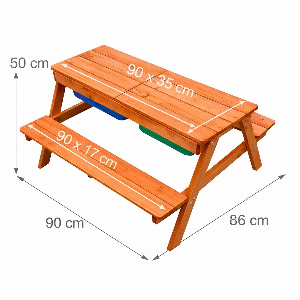Детска Дървена Маса с Пейки и Пясъчник GINGER HOME – 2в1