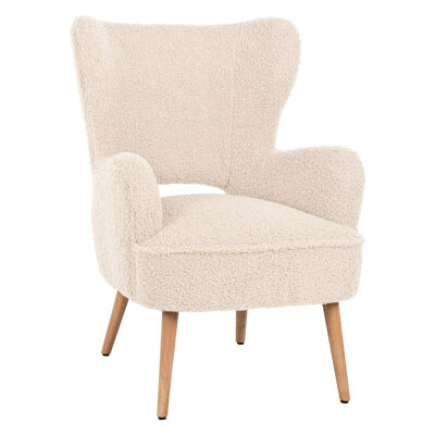 Кресло букле цвят екрю