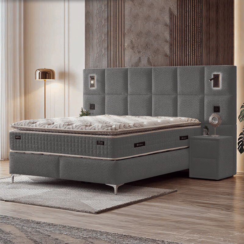 Тапицирана спалня с матрак IBIZA 160 х 200 – антрацит AN