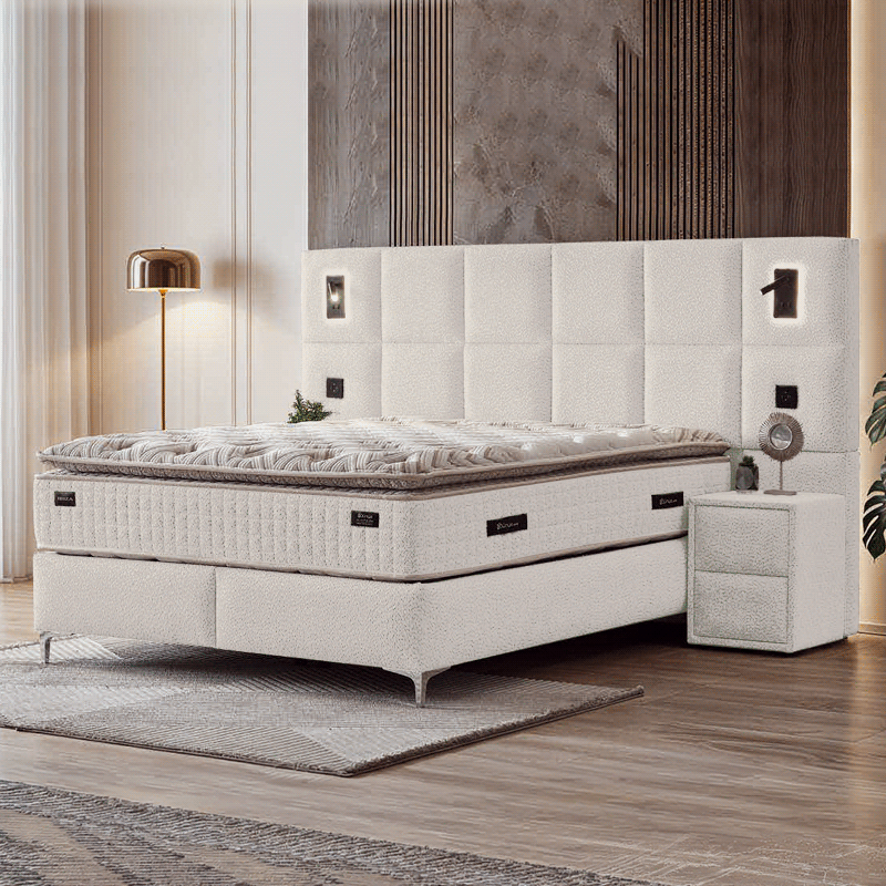Тапицирана спалня с матрак IBIZA 180 х 200 – крем AN