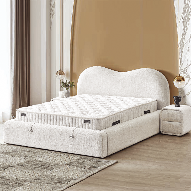 Тапицирана спалня с матрак LUNAMORE 140 x 200 – крем AN