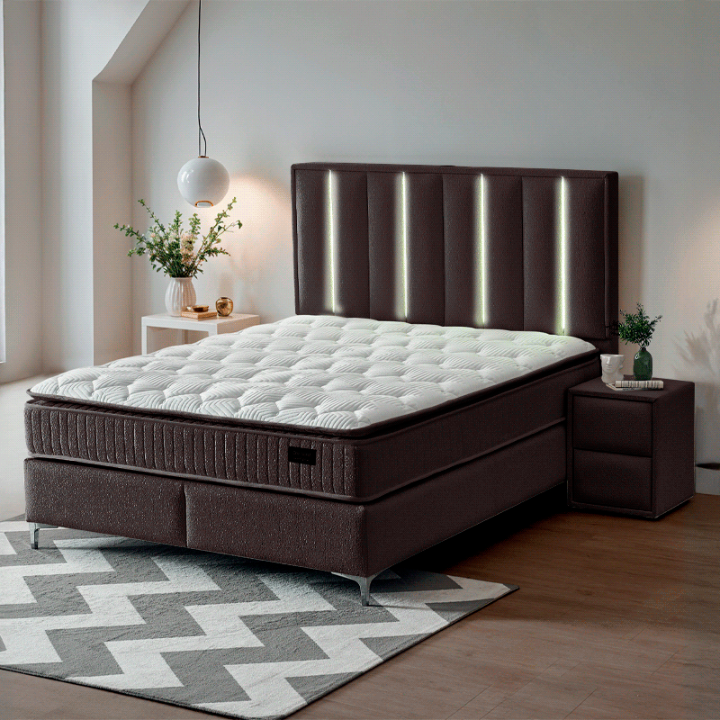 Тапицирана спалня с матрак MINI MOONLIGHT 140 х 200 – тъмнокафяв 680