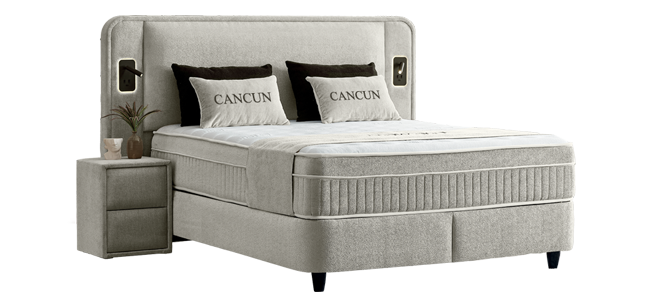 Тапицирана спалня с матрак CANCUN 180 x 200 – бежов 07