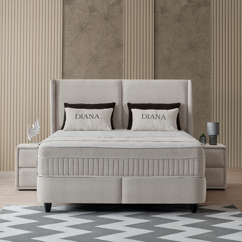 Тапицирана спалня с матрак DIANA 140 x 200 – перла SY