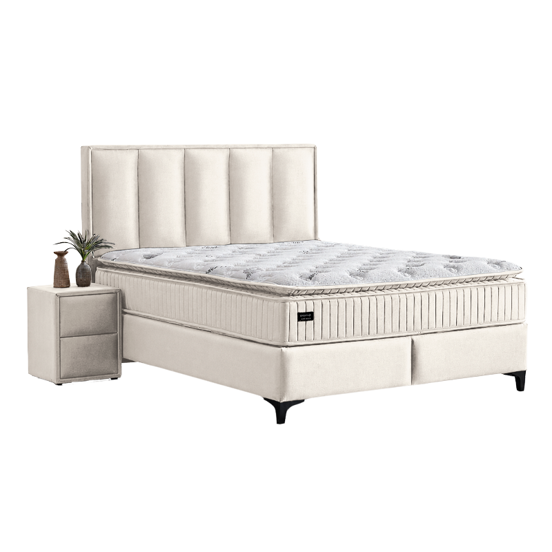 Тапицирана спалня с матрак 160x200 - слонова кост Тапицирана спалня с матрак HERMES 160 x 200 – слонова кост AN