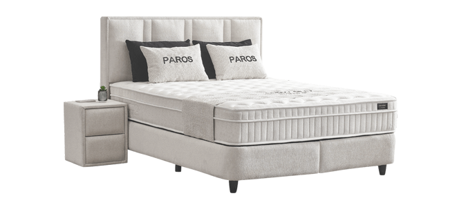Тапицирана спалня с матрак PAROS 160 х 200 – крем AN