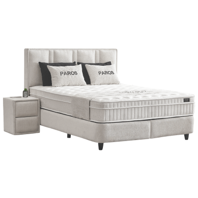Тапицирана спалня с матрак PAROS 160 х 200 - крем AN