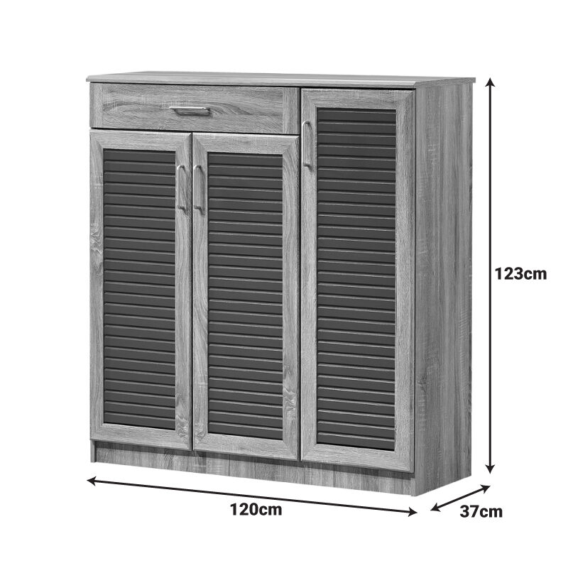 Шкаф за обувки 120x37x123 см натурал-сив цвят