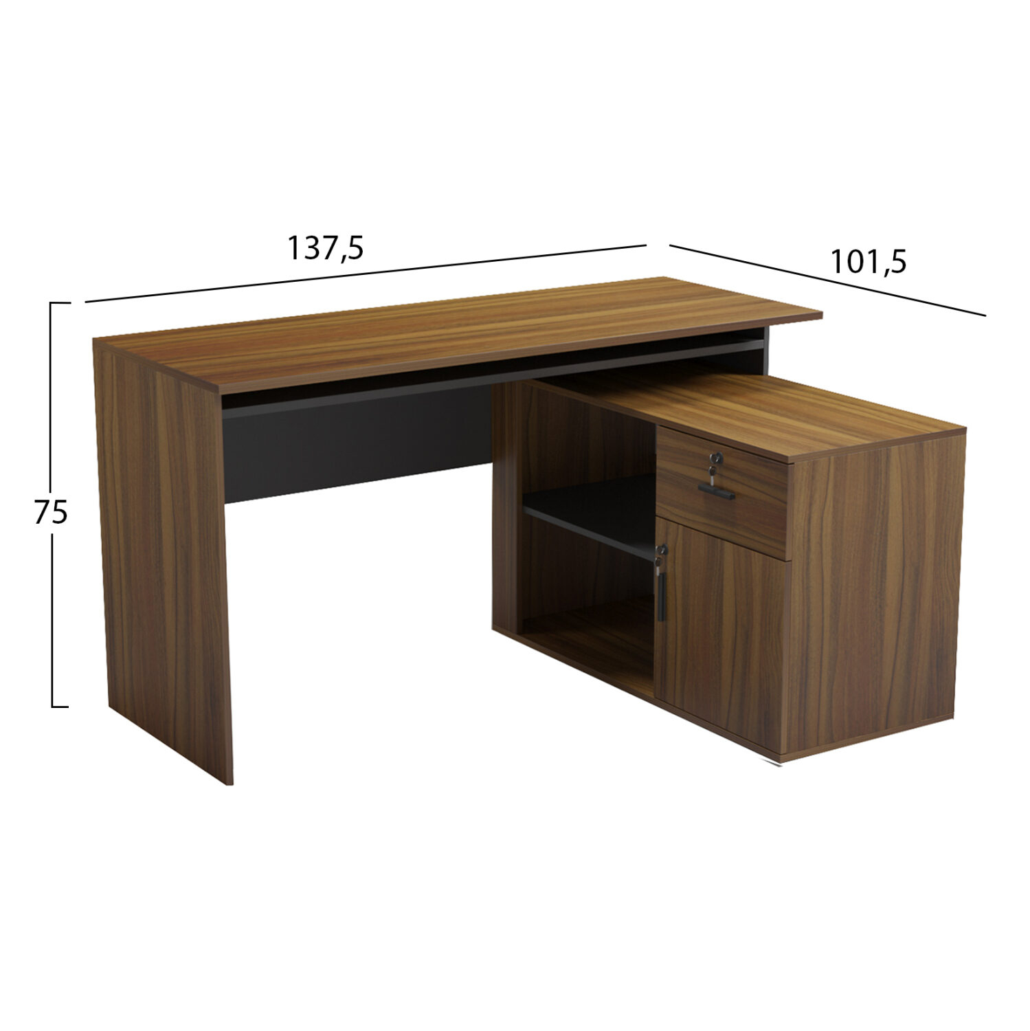 Бюро с десен ъгъл 138x102 см орех-сив